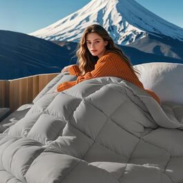 BEDSURE Down Comforter 155x220 Winter Duvet - Feather Duvet with Öko-Tex Certification, Warm Winter Comforter 90% Down and 10% Feathers 1080 gr. Filling, Down Stepped Duvet Grey 03grey - Warm Down Comforter (90 Down / 10 Feathers) 155 x 220 cm