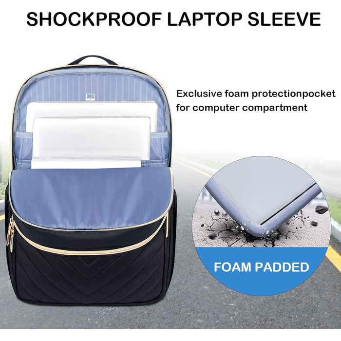 Чорний рюкзак для ноутбука 15.6 дюймів Vankean: водонепроникний, з USB-портом для зарядки, для жінок та чоловіків, для роботи, навчання, подорожей та кемпінгу