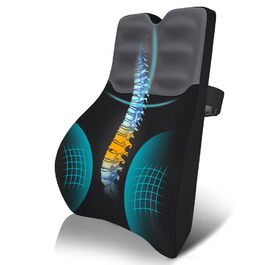 Подушка для спини з піни Memory Foam Schaum: ергономічна підтримка попереку для офісного крісла, авто та робочого столу, чорно-сіра