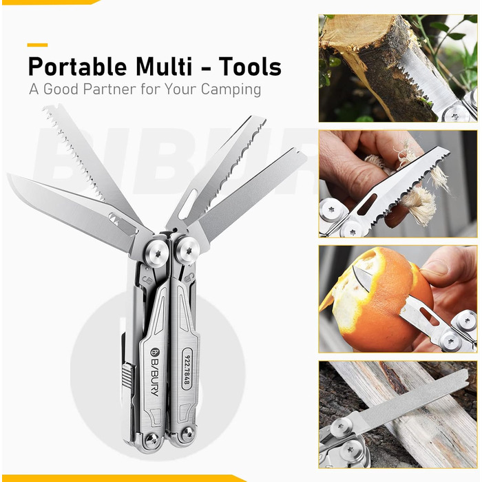 BIBURY Multifunctional Pliers with Bottle Opener, Foldable Multitools for Men, Portable Multifunction Tools with Lockable Blades, Multi Tool ideal for Outdoor, Camping, Hiking, Repairing...