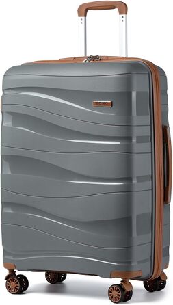 Набір валіз KONO 2 шт: ручна валіза-тележка 56 см + косметичка з поліпропілену, жорсткий корпус, 4 колеса, TSA-замок (кремовий білий)