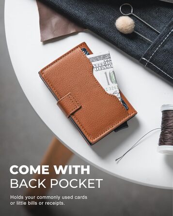 Чоловіче картхолдер VULKIT з RFID блокуванням, шкіряний, на 3 картки та віконце для ID, з магнітною застібкою, червоний (справжня шкіра Litchi)