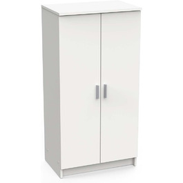 Multifunctional wardrobe with two doors, six shelves, white color, dimensions 55 x 108 x 36 cm