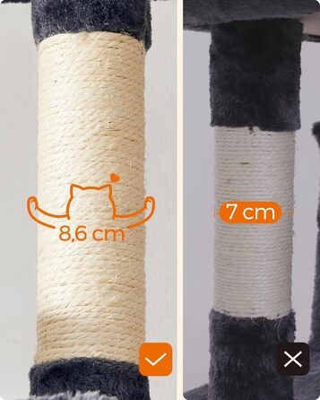 Дряпалка для котів Feandrea XXL, 164 см, сірий, 50 x 50 x 164 см