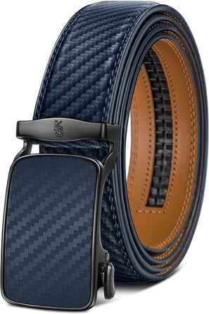 Чоловічий шкіряний ремінь KEMISANT з автоматичною пряжкою, 35 мм, без отворів, регульований розмір 140-160 см, для ділового костюма, темно-синій