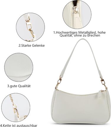 Сумка жіноча Kleine Handtasche біла: PU-шкіра, ланцюжок, ремінець через плече, 26x7x15 см