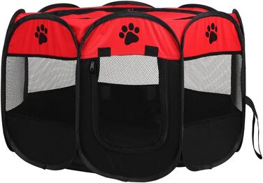 Клітка-манеж для домашніх тварин, автоматична, складна, знімний дах, для собак та котів, сітчаста тканина, захист від сонця, червона, 81 x 45 см