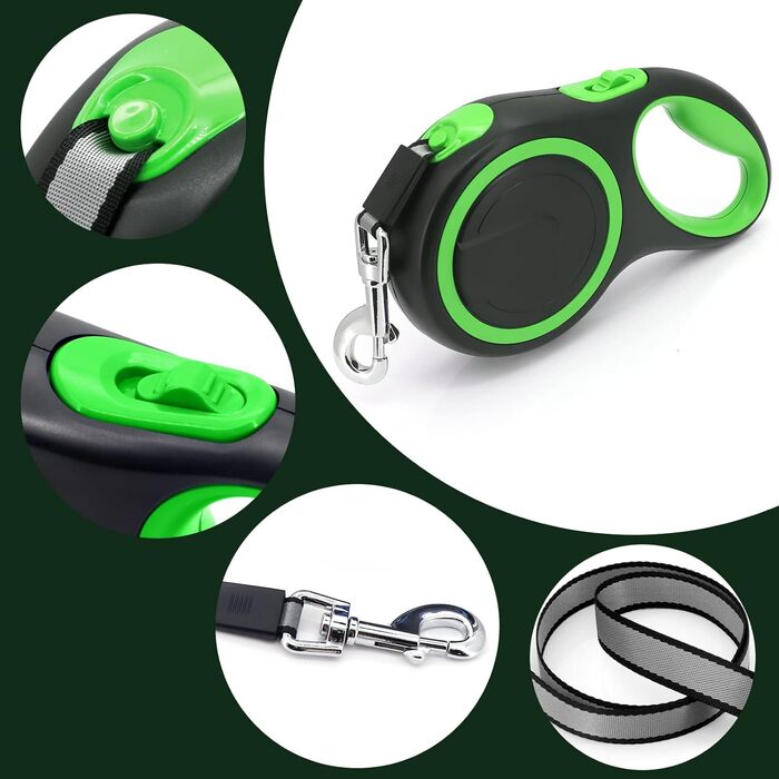 Висувна поводок для собак 8м, високоякісний, до 50кг, для малих, середніх та великих порід (сірий)