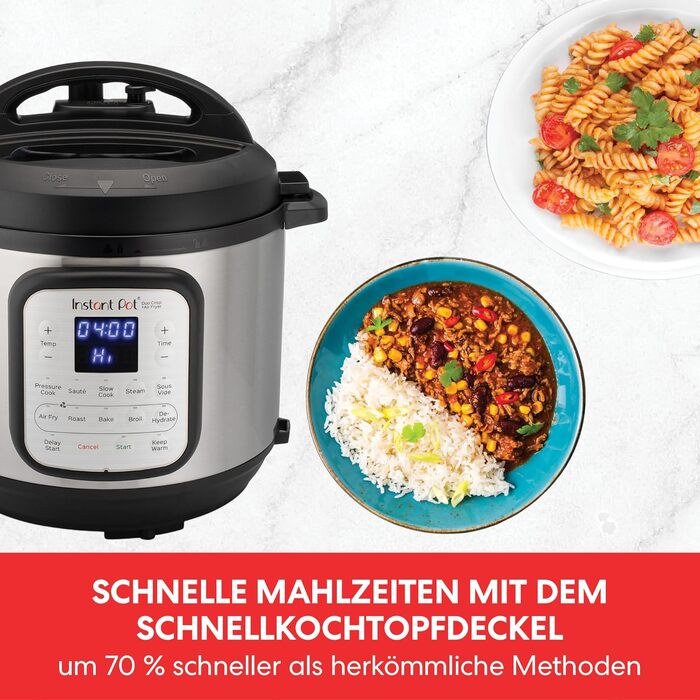 Instant Pot Duo Crisp + Air Fryer 11-in-1 Electric Multi-Cooker 5.7 L - Pressure Cooker, Air Fryer, Slow Cooker, Steamer, Dehydrator with Grill, Keep Warm and Baking Function, Stainless Steel Silver 5.7 Liter Duo Crisp + Air Fryer
