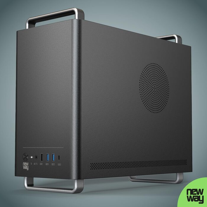 Корпус для ПК NEWWAY NC1 Mini-Tower, підтримка Mini-ITX/ITX/Micro-ATX, USB Type-C, з вентилятором 9мм, металевий сітчастий дизайн, чорний