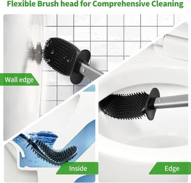 Набір для чищення унітазу HOMEASY з силіконовою щіткою та нержавіючою сталею, з кріпленням на стіну без свердління, сірий