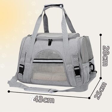 Транспортна сумка для кота, 5 кг, складана переноска для кота з плечовим ременем, переноска для котів та собак, сіра (M)