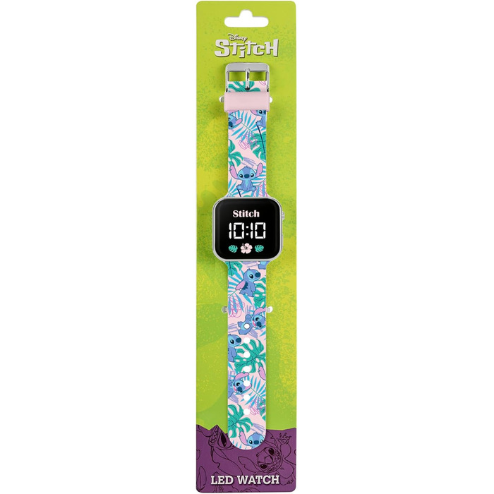 Дитячий годинник Disney Lilo & Stitch LAS4091 з LED-дисплеєм та силіконовим ремінцем, блакитний, багатобарвний