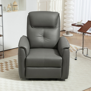 HOMCOM Recliner Chair, TV Chair with Reclining Function, Pocket Spring, Upholstered TV Chair with Footrest, Side Pocket, for Living Room, Bedroom, Light Grey | Aosom