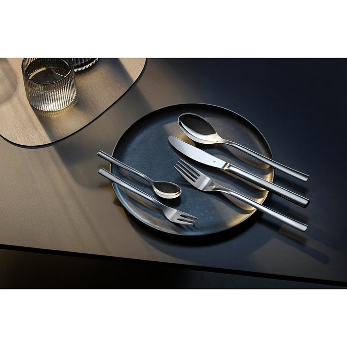 WMF Palermo Cutlery Set, 12 Place Settings, 60-Piece Dinner Set, Monobloc Knives, Cromargan Stainless Steel Polished, Shiny, Dishwasher Safe
