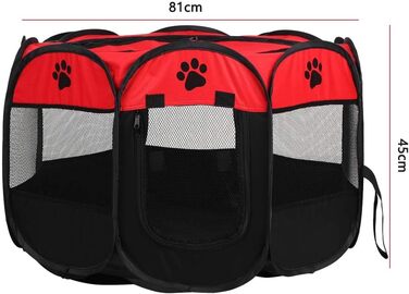 Клітка-вигул для собак та тварин Greensen Faltbar (600D Oxford), червона