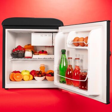 Cecotec 45L Retro Mini Fridge - Black Tabletop Refrigerator with Chrome Handle & Icebox - Energy Class E