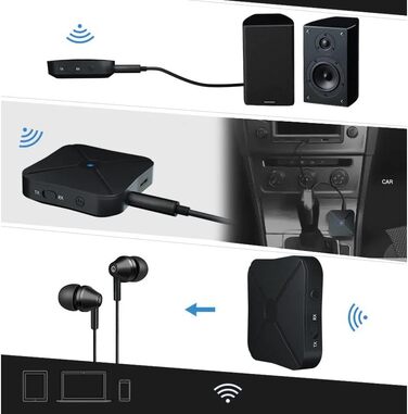 Передавач аудіо Retoo 2-в-1 Bluetooth адаптер з кабелями Aux 3.5mm та RCA, передавач/приймач, бездротовий, для авто, TV, стерео, HiFi, колонки, навушники, низька затримка