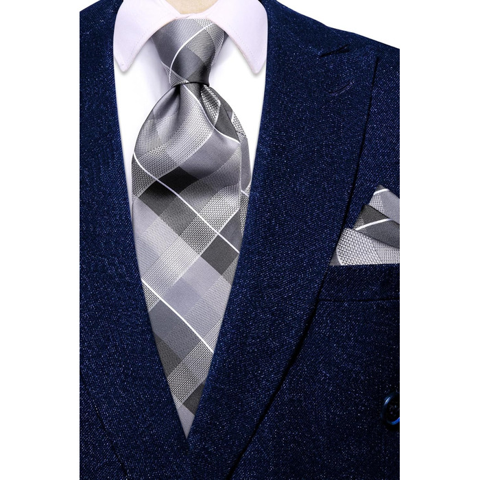 Чоловіча краватка Hi-Tie: чорний, рожевий, синій, зелений візерунок павліконі, клітинка, смужка, крапки. Комплект з кишеньковим хустиною та краватковою застібкою для весілля, офіційних заходів та бізнесу