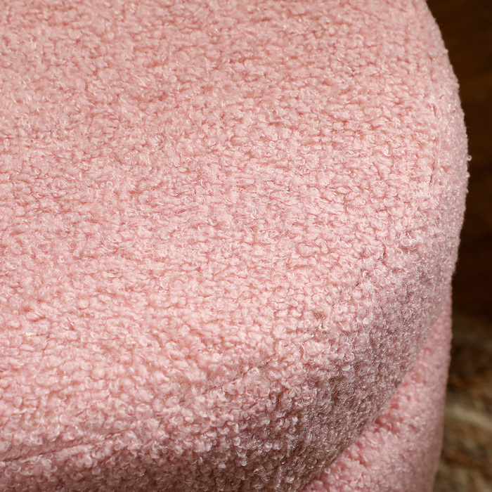 Пуф HOMCOM, круглий, з м'якою оббивкою Teddy Fleece, металевий каркас, витримує до 120 кг, діаметр 40x45 см, рожевий