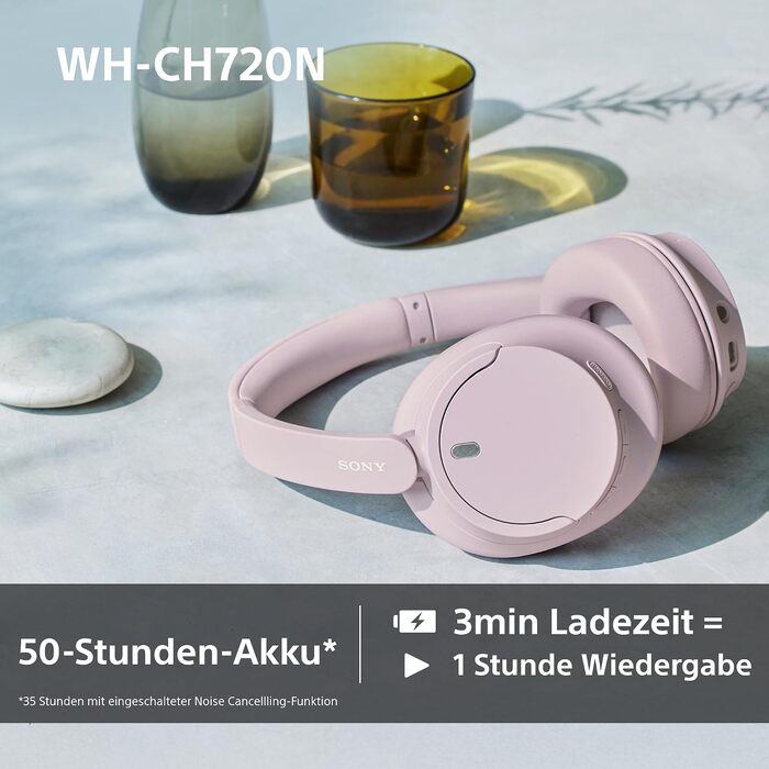 Бездротові Bluetooth-навушники Sony WH-CH720N з активним шумозаглушенням, до 50 годин автономної роботи, рожеві