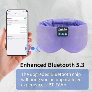 Маска для сну Joythink з Bluetooth 5.3 та навушниками, шовкова, для бічних положень, 16 год автономії, періння для подорожей, медитації (Ліловий)