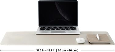 Підкладка для столу Leder-Schreibtischunterlage з PU-шкіри, килимок для миші, 80x40 см, світло-сірий - для офісу та дому