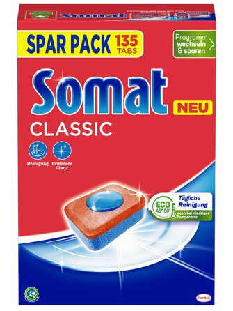 Таблетки для посудомийних машин Somat Classic, потужне очищення навіть при низьких температурах, 135 шт