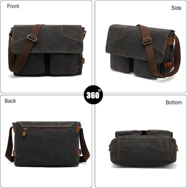 Чоловіча/Жіноча сумка через плече FANDARE для ноутбука 15.6 дюймів, Messenger Bag (Чорна)