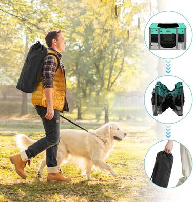 Переносний вольєр для собак та котів, ігровий майданчик для тварин, металевий загон, переносна клітка-палатка, середній та великий розмір (зелений)