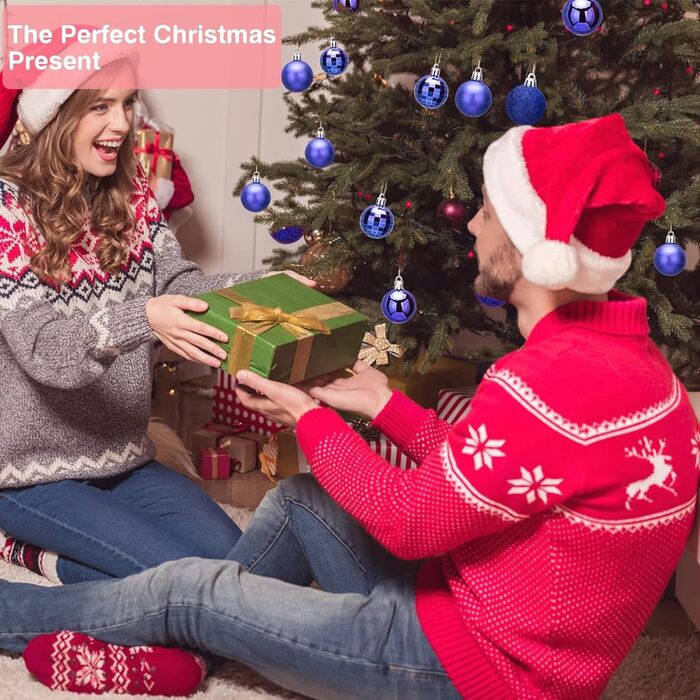 24 штуки ялинкових прикрас - кульки 4 см, синій колір, пластик, для ялинки, стійкі до пошкоджень, для святкового декору