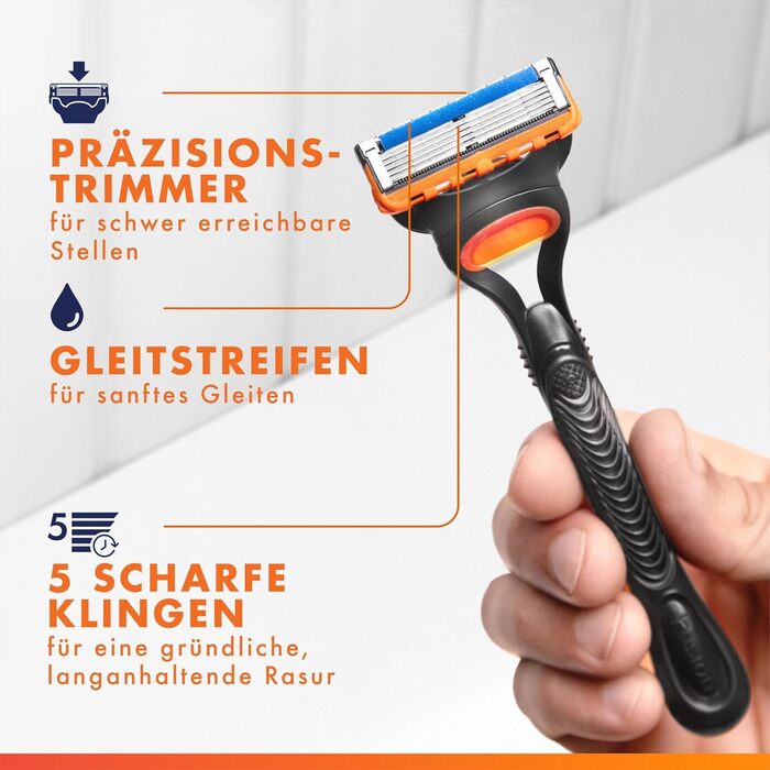 Смінні касети для гоління Gillette Fusion 5 для чоловіків, 12 шт, помаранчеві