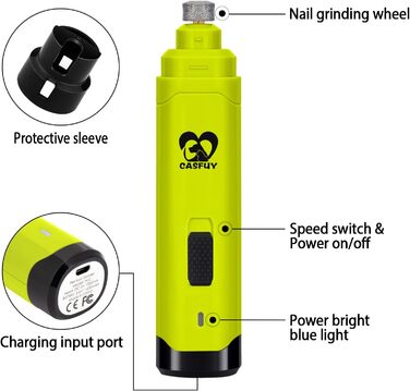 Електричний триммер для собак та котів Casfuy - професійний, 2 швидкості, акумуляторний, для маленьких та середніх порід