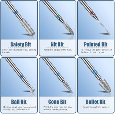 Набір свердел для нігтів Depvko 13 шт. (вольфрам карбід, кераміка, діамант)