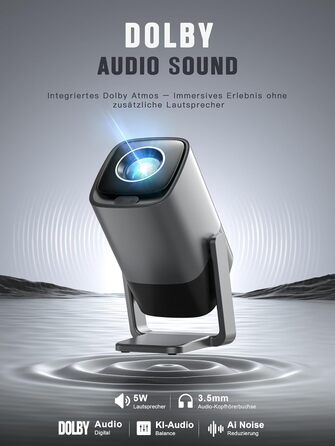 Smart Beamer 4K з автофокусом TOF 28000L, WiFi6, Bluetooth, обертання 210° для дому та вулиці. Сумісний з Netflix, підходить для підключення до телефону/ПК