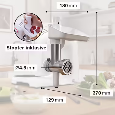 Кухонний комбайн Bosch Serie 4 MUM5X720 з вагою, м’ясорубкою, комплект BakingSensation, пластикова чаша, темно-червоний/сріблястий