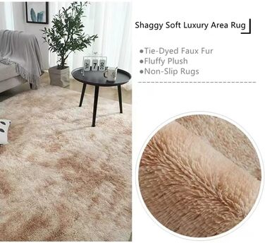 Штучний пухнастий килим NIULAA 120x160 см білий - для вітальні, спальні, коридору, підлогу біля ліжка | Штучний хутро, безворсовий