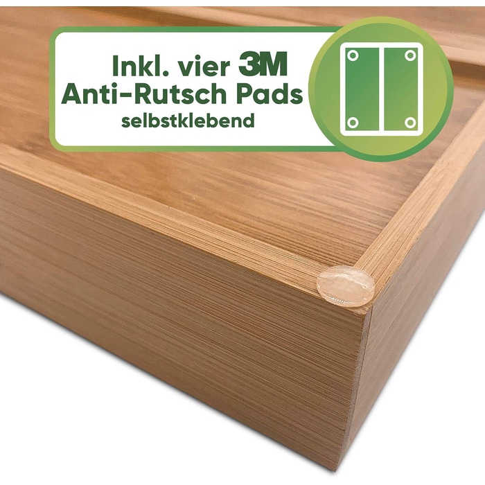 Loco Bird Cutlery Box for Drawers made of Bamboo - Adjustable Drawer Organizer Kitchen Wood - Cutlery Insert for Drawers Pull-out up to 50cm - Drawer Insert Kitchen - Cutlery Organizer