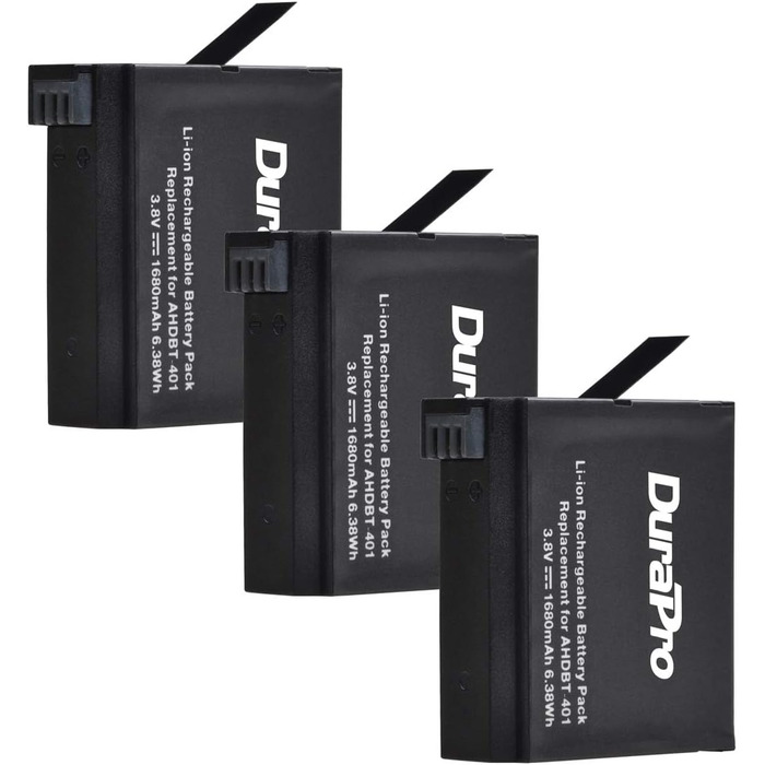 Акумулятор DuraPro 3X 1680mAh + USB LED Зарядний пристрій для GoPro Hero4 AHDBT-401