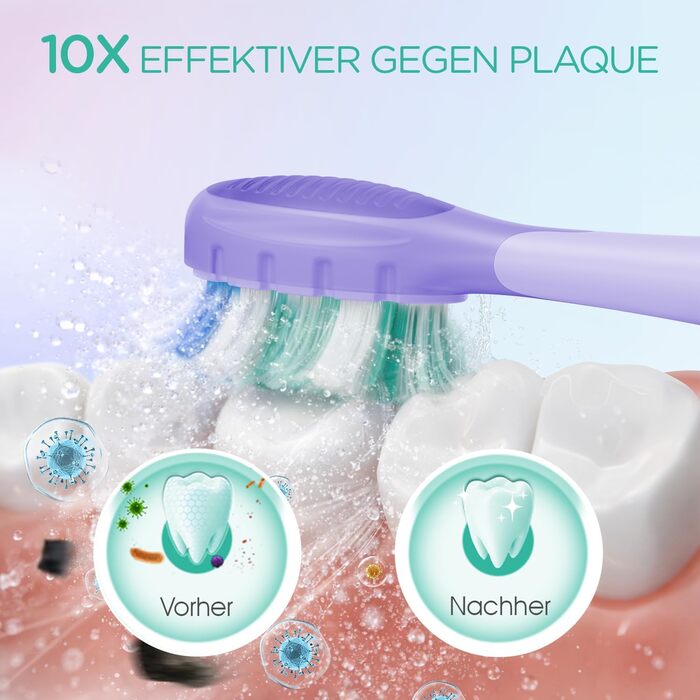 Електрична звукова зубна щітка Ultraschall ET110 (ліловий) - 41000VPM, 70 днів роботи, 6 насадок, таймер, IPX7