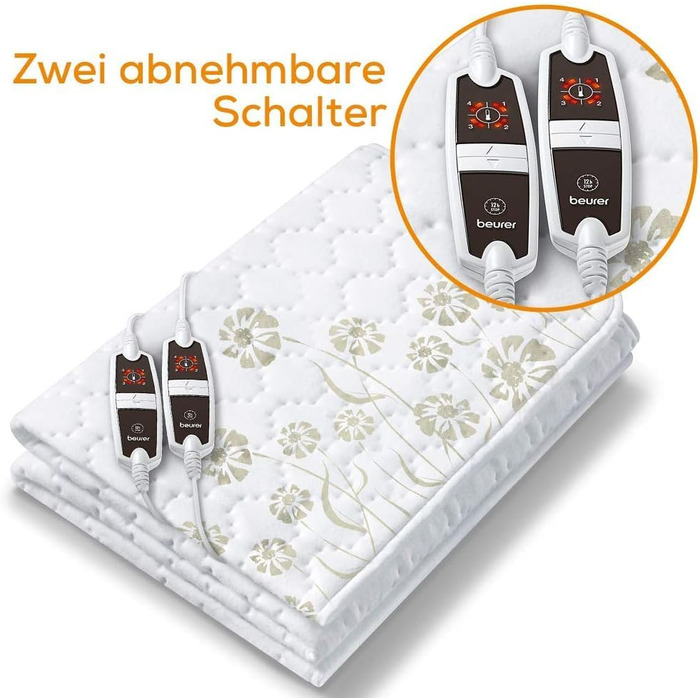Електрична грілка Beurer UB 74 з автовимкненням та захистом від перегріву, 200x100 см, 3 температурні режими, пральна, 2 зони обігріву