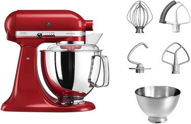 Кухонний комбайн KitchenAid Artisan Empire Red: тістоміс, блендер, насадки, 4.8 л, 2 чаші з нержавіючої сталі