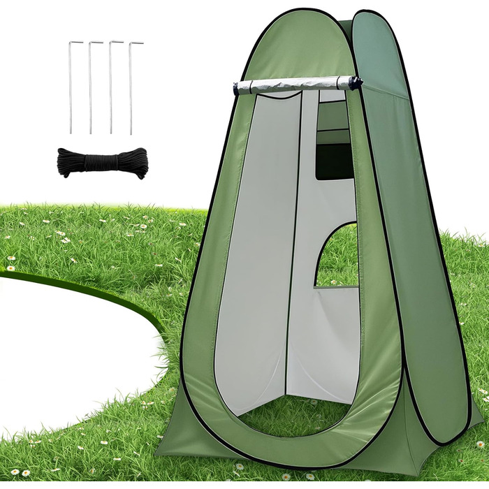 Charmofun Pop Up Camping Shower Tent with UV Protection - Portable Toilet & Changing Tent for Beach & Outdoor Use (Green)