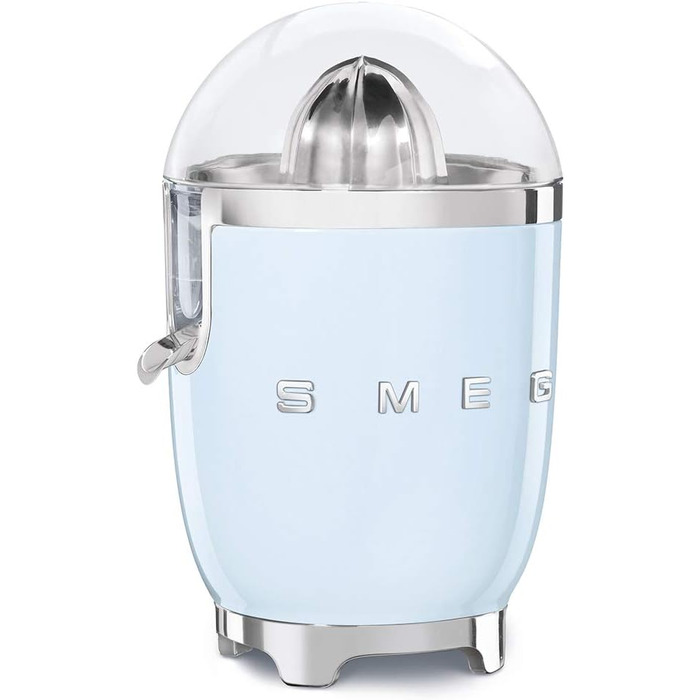Електрична соковижималка для цитрусових Smeg CJF11CREU, 70 Вт, з фільтром та конусом із нержавіючої сталі, синя