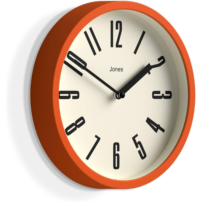 JONES CLOCKS® Hot Tub Wall Clock | Small Retro Round Clock | 20cm | Orange | Easy-to-Read Numbers | Ideal for Kitchen, Office, Kids' Room, or Any Small Space