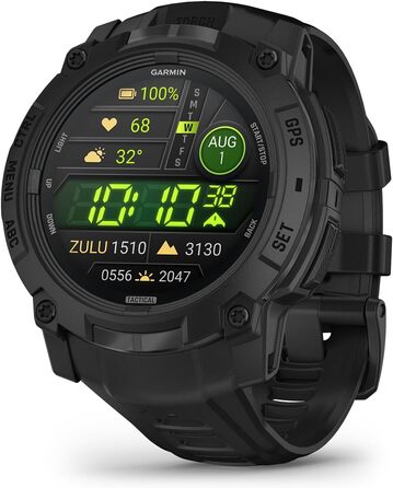 Розумний годинник Garmin Instinct 3 Tactical з AMOLED-дисплеєм: GPS, 80+ спортивних функцій, 24 дні роботи батареї, Health Coach, ліхтарик, сповіщення (50 мм, чорний)