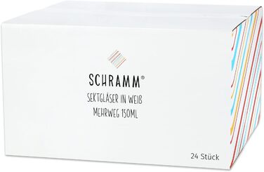 Schramm® Reusable Champagne Flutes in white, available in quantities of 6, 12, 24, or 48 pieces. 150 ml capacity. Champagne glasses, sparkling wine flutes, champagne goblets, stemmed glasses. Capacity: 24 pieces