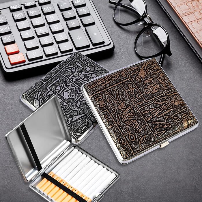 Чохол для сигарет на 20 сигарет з шкіри та металу, Zigarettenetui, чохол для сигарет для чоловіків та жінок