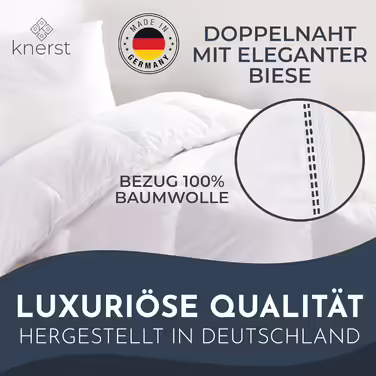 KNERST Summer Quilt 155x220 cm Made in Germany - Summer Down Quilt 155x220 - soft Bedspread 155x220 - Summer Bedspread with Ökotex & Downpass Certification - Down Bedspread with Down & Feathers