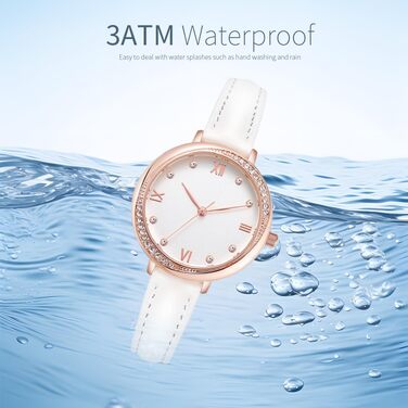 Жіночий класичний кварцовий годинник NUOVO Rose Gold з білим шкіряним ремінцем та кристалами на безелі